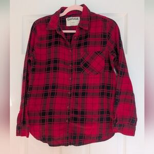 Garage Oversized Plaid Button-Up Shirt